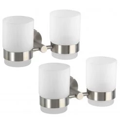 WENKO Portes brosses à dents Duo Bosio (2 él.) - Acier / Verre