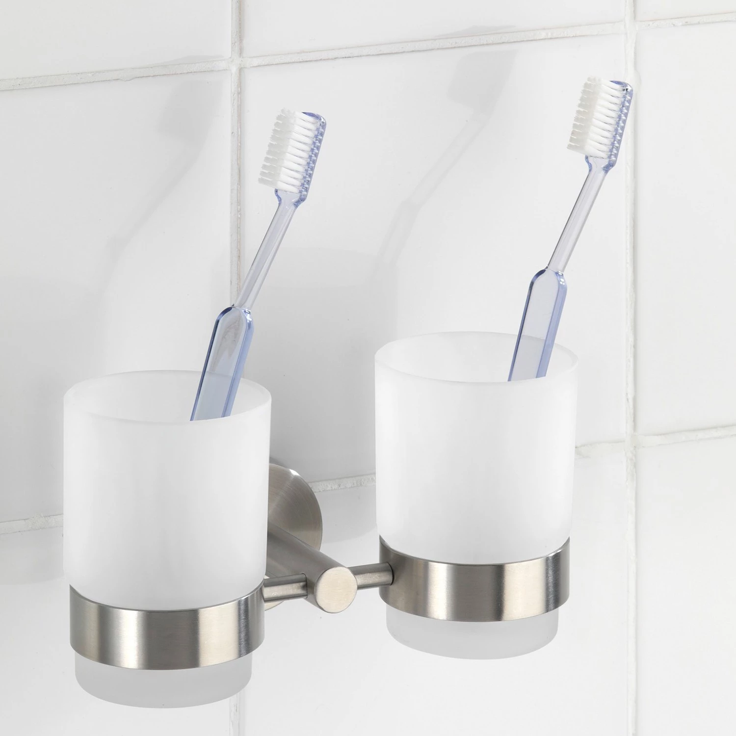 WENKO Portes brosses à dents Duo Bosio (2 él.) - Acier / Verre 2 WENKO Portes brosses à dents Duo Bosio (2 él.) - Acier / Verre – Image 2