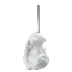 WENKO Brosse WC Monkey Quiet - Céramique - Blanc
