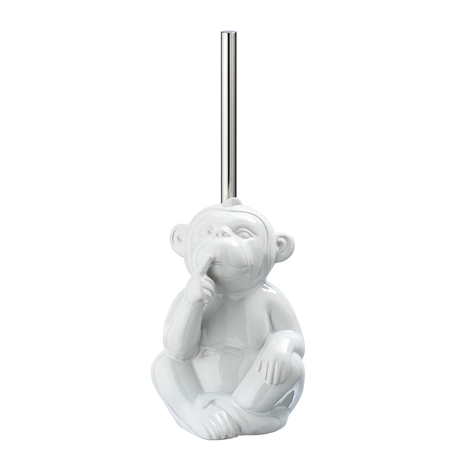 WENKO Brosse WC Monkey Quiet - Céramique - Blanc 2 WENKO Brosse WC Monkey Quiet - Céramique - Blanc – Image 2