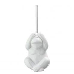 WENKO Brosse WC Monkey Dark - Céramique - Blanc