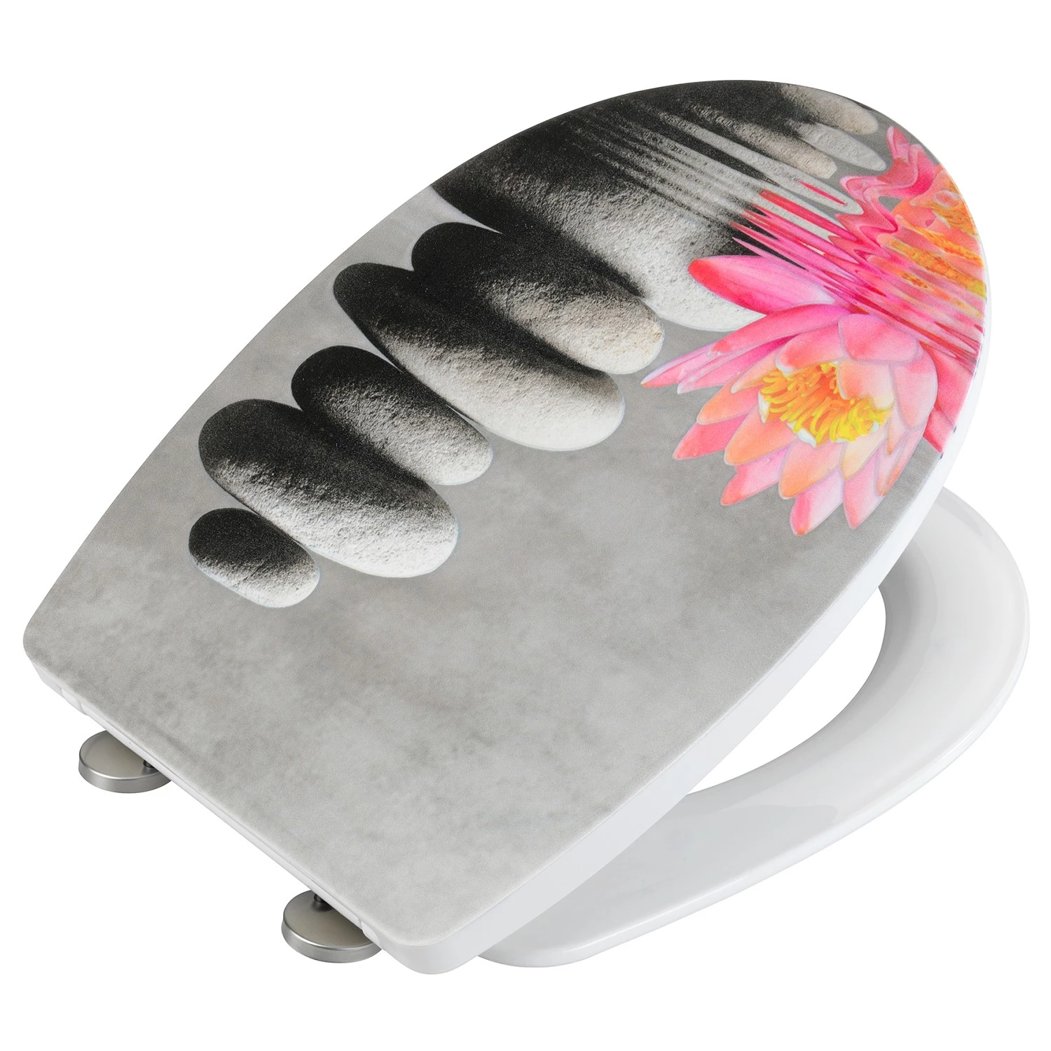 WENKO Siège WC Water Lily - Duroplast / Acier inoxydable - Multicolore 2 WENKO Siège WC Water Lily - Duroplast / Acier inoxydable - Multicolore – Image 2