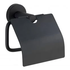 WENKO Porte papier toilette Bosio I - Acier inoxydable - Noir