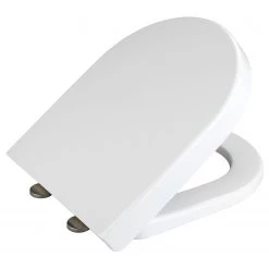 WENKO Siège de WC Exclusive Nr. 4 - Duroplast / Acier inoxydable - Blanc / Argent -Accessoires de salle de bain Soldes 1000243076 210909 10150000015 DETAILS P000000001000243076