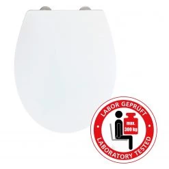 WENKO Siège WC Ostuni - Duroplast / Acier inoxydable - Blanc -Accessoires de salle de bain Soldes 1000243078 210129 09323400400 DETAILS P000000001000243078