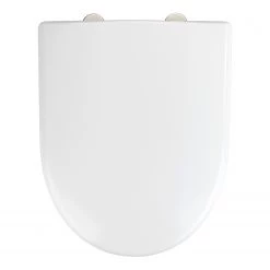 WENKO Siège de WC Exclusive Nr. 2 - Duroplast / Acier inoxydable - Blanc / Argent