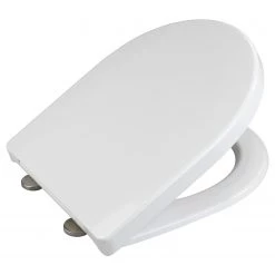 WENKO Siège de WC Exclusive Nr. 9 - Duroplast / Acier inoxydable - Blanc / Argent -Accessoires de salle de bain Soldes 1000243083 210909 10150000027 DETAILS P000000001000243083