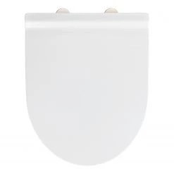 WENKO Siège de WC Exclusive Nr. 6 - Duroplast / Acier inoxydable - Blanc / Argent