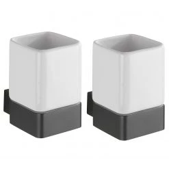 WENKO Portes brosses à dents Montella (2 él.) - Aluminium / Céramique - Anthracite / Blanc