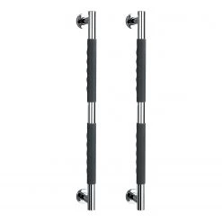 WENKO Barres d’appui Secura II (lot de 2) - Silicone / Acier inoxydable - Anthracite / Chrome - Largeur : 66 cm
