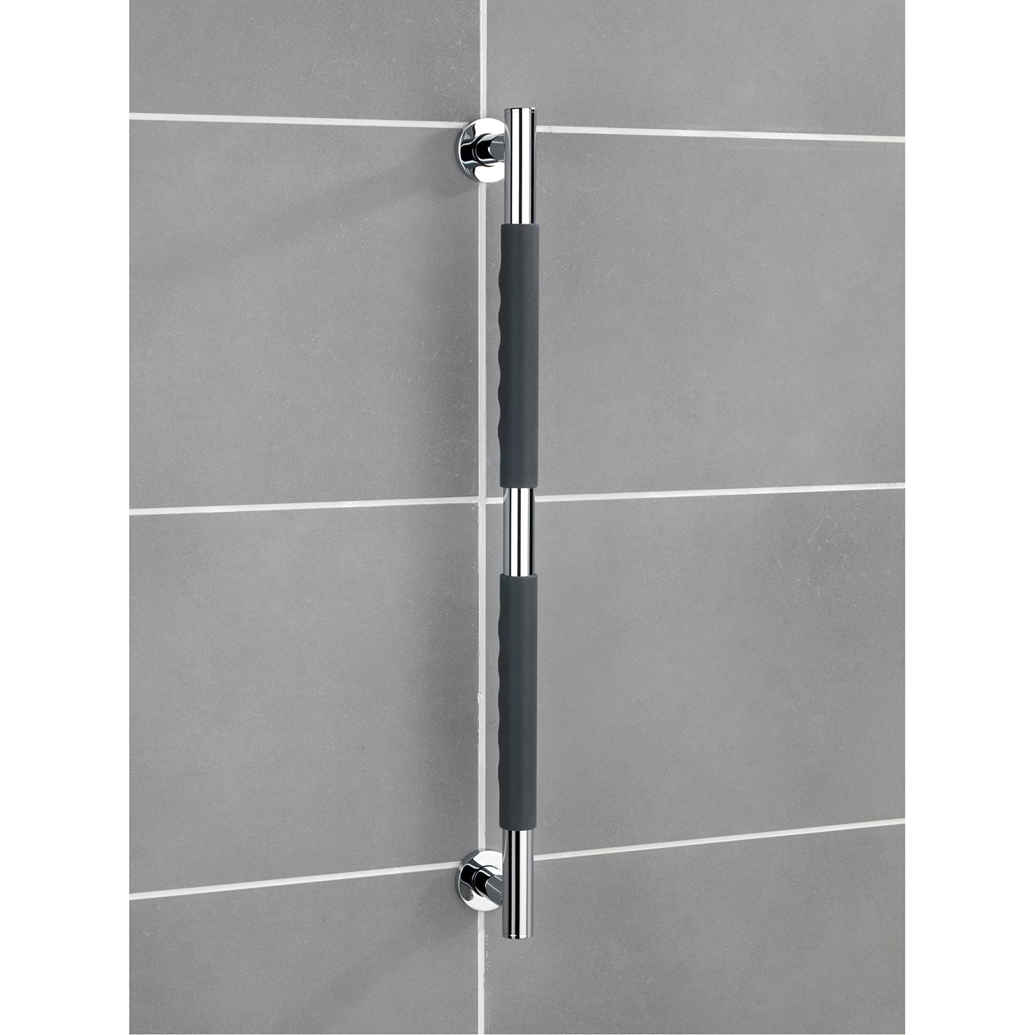 WENKO Barres d’appui Secura II (lot de 2) - Silicone / Acier inoxydable - Anthracite / Chrome - Largeur : 66 cm 2 WENKO Barres d’appui Secura II (lot de 2) - Silicone / Acier inoxydable - Anthracite / Chrome - Largeur : 66 cm – Image 2