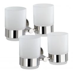 WENKO Portes brosses à dents Duo Bosio (2 él.) - Acier / Verre - Argenté