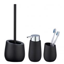 WENKO Accessoires salle de bain Badi (3 élém.) - Céramique - Noir