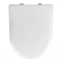 WENKO Siège de WC Exclusive Nr. 5 - Duroplast / Acier inoxydable - Blanc / Argent