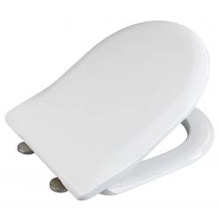 WENKO Siège de WC Exclusive Nr. 5 - Duroplast / Acier inoxydable - Blanc / Argent -Accessoires de salle de bain Soldes 1000243177 210909 10150000037 DETAILS P000000001000243177