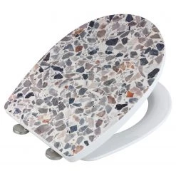 WENKO Siège WC Terrazo - Duroplast / Acier inoxydable - Multicolore -Accessoires de salle de bain Soldes 1000243178 210129 09332200662 DETAILS P000000001000243178