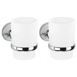 WENKO Verre à dents Cuba - Chrome - Lot de 2