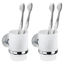 WENKO Verre à dents Cuba - Chrome - Lot de 2 -Accessoires de salle de bain Soldes 1000243184 210129 09332800682 DETAILS P000000001000243184