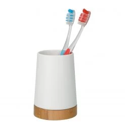 WENKO Accessoires salle de bain Bamboo (3 él.) - Céramique - Blanc / Marron -Accessoires de salle de bain Soldes 1000243193 210129 09333600710 DETAILS P000000001000243193