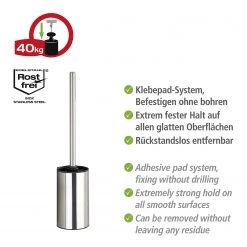 WENKO Brosse WC Detroit - Métal - Brillant -Accessoires de salle de bain Soldes 1000257730 210422 073947001252 ICON DETAILS P000000001000257730 icon seal