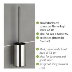 WENKO Brosse WC Detroit - Métal - Brillant -Accessoires de salle de bain Soldes 1000257730 210422 073947001253 ICON DETAILS P000000001000257730 icon seal