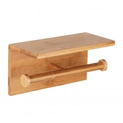 WENKO Dérouleur de papier toilette Duo - Bambou - Naturel