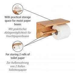 WENKO Dérouleur de papier toilette Duo - Bambou - Naturel -Accessoires de salle de bain Soldes 1000257776 210422 074025001406 ICON DETAILS P000000001000257776 icon seal