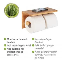 WENKO Dérouleur de papier toilette Duo - Bambou - Naturel -Accessoires de salle de bain Soldes 1000257776 210422 074025001407 ICON DETAILS P000000001000257776 icon seal