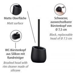 WENKO Brosse WC Badi - Noir -Accessoires de salle de bain Soldes 1000257778 210422 074027001415 ICON DETAILS P000000001000257778 icon seal