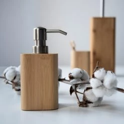 WENKO Distributeur de savon Bambusa - Bambou verni - Naturel -Accessoires de salle de bain Soldes 1000257795 210422 07404500499 DETAILS P000000001000257795