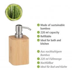 WENKO Distributeur de savon Bambusa - Bambou verni - Naturel -Accessoires de salle de bain Soldes 1000257795 210422 074046001492 ICON DETAILS P000000001000257795 icon seal