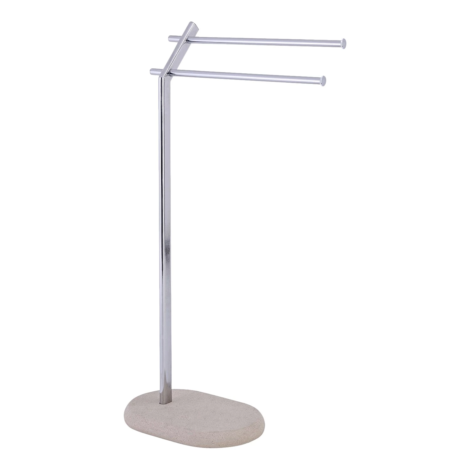 WENKO Porte-serviettes sur pied Puro - Métal / Matière plastique - Chrome / Beige 2 WENKO Porte-serviettes sur pied Puro - Métal / Matière plastique - Chrome / Beige – Image 2