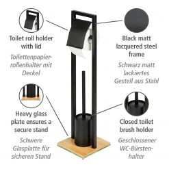 WENKO Brosse WC Bambusa - Acier / Bambou - Noir -Accessoires de salle de bain Soldes 1000257845 210422 074136001676 ICON DETAILS P000000001000257845 icon seal