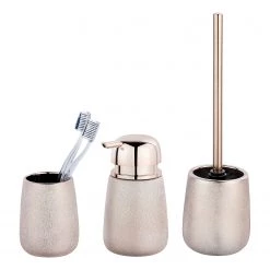 WENKO Set salle de bain Glimma (3 éléments) - Céramique - Rose