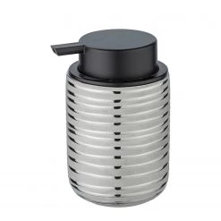 WENKO Distributeur de savon Vilalba - Céramique / Matière plastique - Argenté / Noir