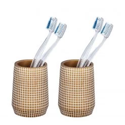 WENKO Verres à dents Ohrid - Polyrésine - Doré - Lot de 2