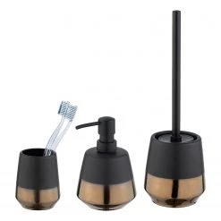 WENKO Set salle de bain Brandol (3 éléments) - Céramique - Noir