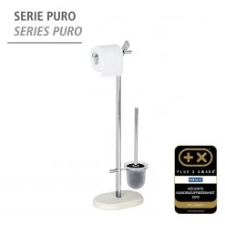 WENKO Brosse WC Puro I - Métal / Verre - Chrome / Beige -Accessoires de salle de bain Soldes 1000257917 210422 074229001899 ICON DETAILS P000000001000257917 icon seal