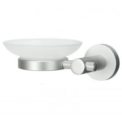 Kleine Wolke Porte-savon Apollo - Aluminium / Verre - Verre dépoli