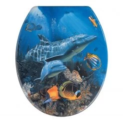 WENKO Siège WC Sea Life - Acier inoxydable / Duroplast - Multicolore