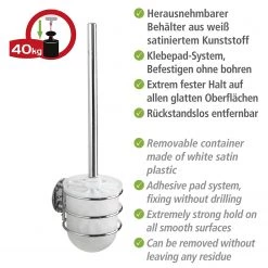 WENKO Ensemble de WC Turbo-Loc Aingeni - Acier inoxydable / Polypropylène - Blanc -Accessoires de salle de bain Soldes 1000271094 210608 11153000172 DETAILS P000000001000271094