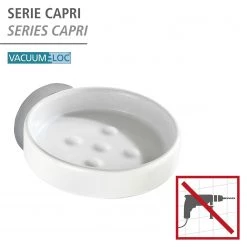 WENKO Porte-savon Capri - Zinc moulé sous pression / Céramique - Blanc -Accessoires de salle de bain Soldes 1000271100 210608 11172400300 DETAILS P000000001000271100