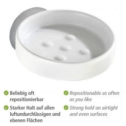 WENKO Porte-savon Capri - Zinc moulé sous pression / Céramique - Blanc -Accessoires de salle de bain Soldes 1000271100 210608 11175200330 DETAILS P000000001000271100