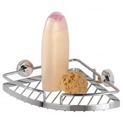 WENKO Étagère d’angle Power-Loc Sion - Acier inoxydable / Matière plastique - Argenté - 28 x 19 cm