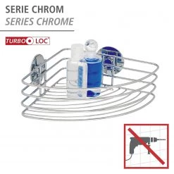 WENKO Étagère d’angle Turbo-Loc Butono - Acier inoxydable - Chrome -Accessoires de salle de bain Soldes 1000271120 210608 11132900040 DETAILS P000000001000271120