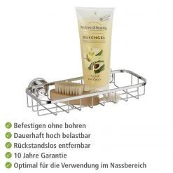 WENKO Panier de rangement Bovino Power-Loc - Acier inoxydable / Matière plastique - Argenté -Accessoires de salle de bain Soldes 1000271123 210608 11135200062 DETAILS P000000001000271123