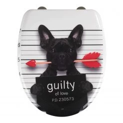 WENKO Siège WC premium Guilty Dog - Acier inoxydable / Duroplast - Multicolore