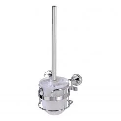 WENKO Ensemble WC mural Sion avec Power-Loc - Acier inoxydable / Matière plastique - Argenté