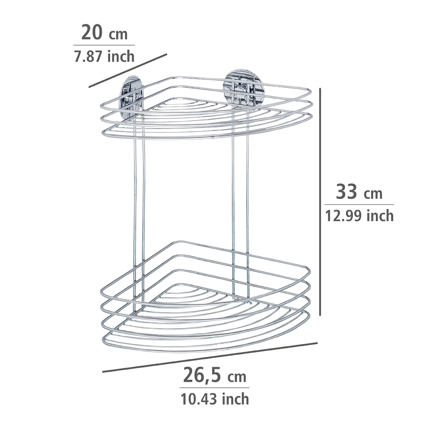 WENKO Étagère d’angle Turbo-Loc Butono - Acier inoxydable - Chrome 2 WENKO Étagère d’angle Turbo-Loc Butono - Acier inoxydable - Chrome – Image 2