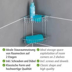 WENKO Étagère murale Classic Acier - Acier inoxydable - Chrome 8 WENKO Étagère murale Classic Acier - Acier inoxydable - Chrome -Accessoires de salle de bain Soldes 1000271139 210608 11165400263 DETAILS P000000001000271139